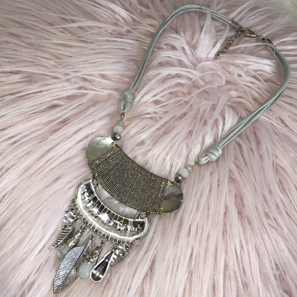 Stunning Silver Bohemian Statement Necklace With Lots of Embellished Details - Picture 10 of 12